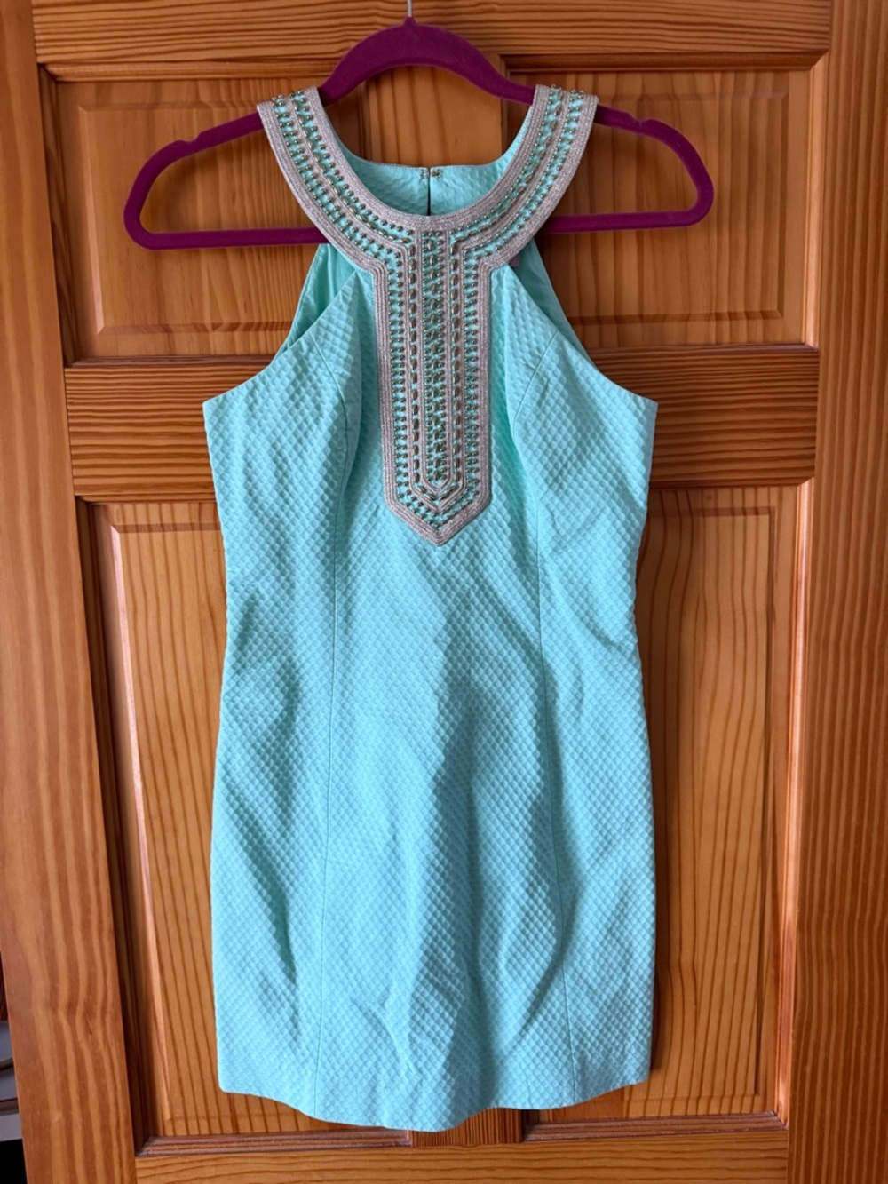 Lilly Pulitzer Mint Green Beaded Halter Mini Dress